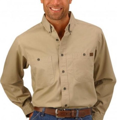 Картинка рубашки Wrangler Riggs Workwear 3W501KH Twill Work Khaki Shirt