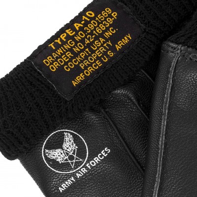 Картинка кожаных перчаток Cockpit A-10 Leather Gloves, логотип