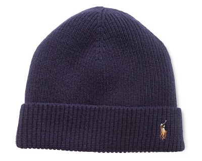 Картинка шапки Polo Ralph Lauren Signature Cuffed Merino Hat - Navy
