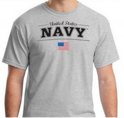 Картинка футболки United States Navy With Flag T-Shirt, цвет светло-серый