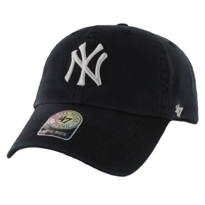 Картинка бейсболки New York Yankees '47 Brand Black Basic Logo Clean Up Adjustable Cap