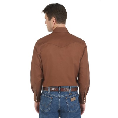 Картинка товара: рубашка Wrangler Premium Performance Advanced Comfort, вид сзади, цвет коричневый