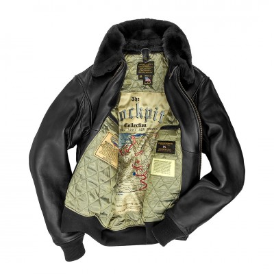Фото летной кожаной куртки Cockpit USA Navy G-1 - Black, подкладка