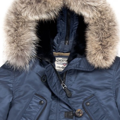 Картинка куртки Аляска женская Cockpit USA Sapphire N3B Parka, детали капюшона