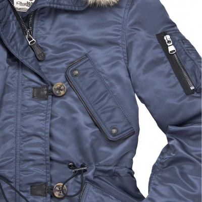 Картинка куртки Аляска женская Cockpit USA Sapphire N3B Parka, детали пуговиц и 
кнопок