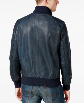 Картинка кожаной куртки Tommy Hilfiger Industrialist Leather Jacket, вид сзади
