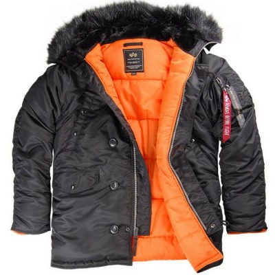 Картинка куртки Аляска N3B Slim Fit Parka Alpha Industries в чёрном цвете