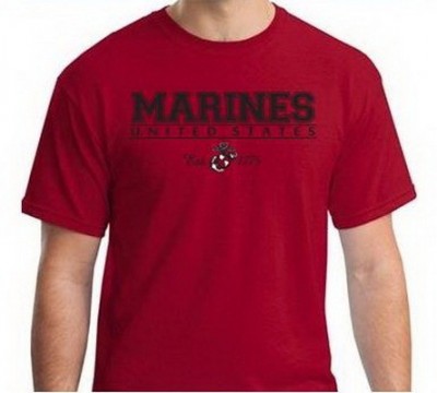 Футболка United States Marines Logo & Date Red Tee