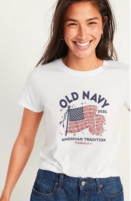 Женская футболка Old Navy 2021 Flag Women White T-Shirt