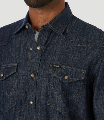 Джинсовая рубашка Wrangler Western Snap - Rinse