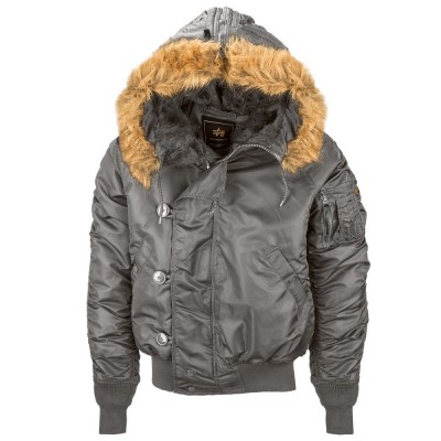 Картинка куртки Аляска короткой Alpha Industries N-2B Parka - цвет вороненый 
метал