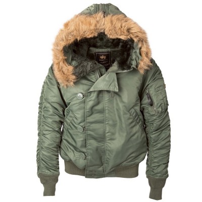 Картинка куртки Аляска короткой Alpha Industries N-2B Parka - цвет оливковый