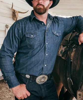 Джинсовая рубашка Wrangler Cowboy Cut Western Work - Dark Denim