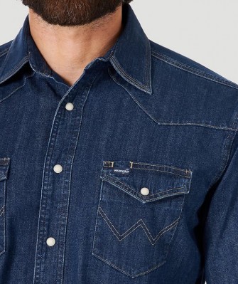 Джинсовая рубашка Wrangler Cowboy Cut Western Work - Dark Denim