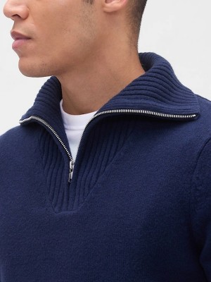 Светр Gap CashSoft Quarter-Zip Pullover Sweater - темно-синій (Classic Navy)