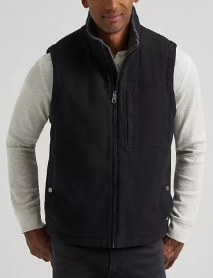 Mens Sherpa Lined Ripstop Vest - Black