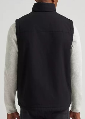 Mens Sherpa Lined Ripstop Vest - Black