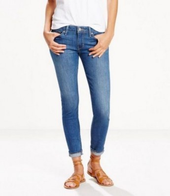 711 Selvedge Denim Cropped Skinny Jeans - Blues