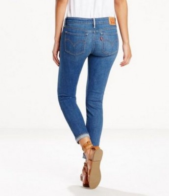 711 Selvedge Denim Cropped Skinny Jeans - Blues