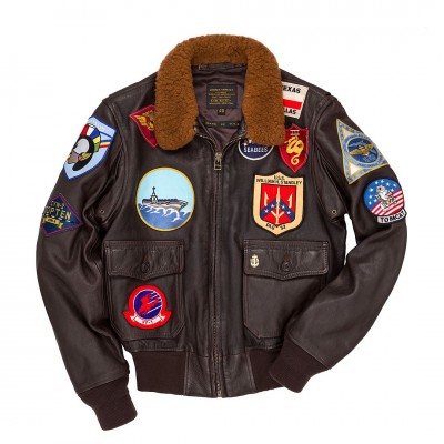 Картинка летной кожаной куртки Cockpit USA Movie Heroes Top Gun Navy G-1 Jacket