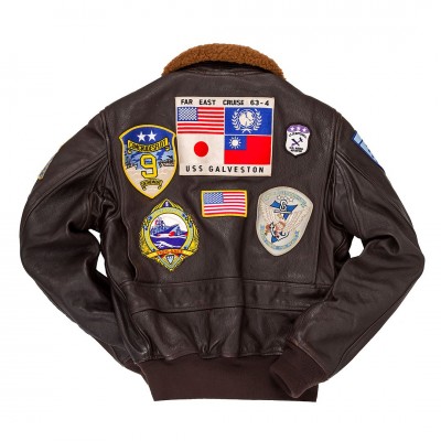 Картинка летной кожаной куртки Cockpit USA Movie Heroes Top Gun Navy G-1 Jacket, вид сзади