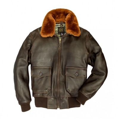 Картинка летной кожаной куртки Cockpit USA Navy G-1 Jacket, цвет коричневый