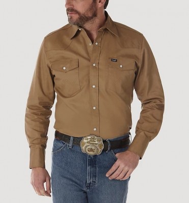 Картинка рубашки Wrangler Cowboy Cut Firm Finish Twill Work Western Shirt - цвет: 
Rawhide, вид спереди