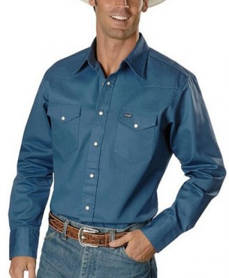Картинка рубашки Wrangler Cowboy Cut Firm Finish Twill Work Western Shirt - Teal