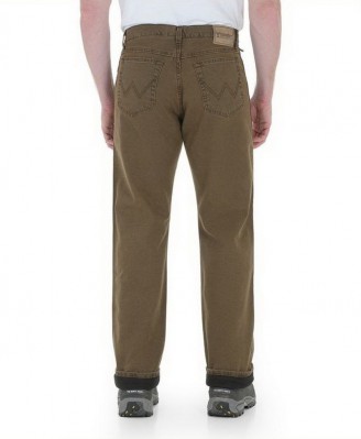 Картинка джинсов на теплой подкладке Wrangler Rugged Wear Thermal Jeans - Night Brown, вид сзади