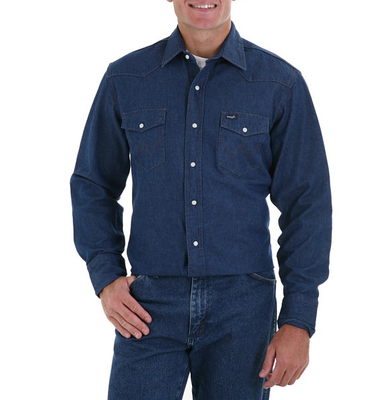 Джинсовая рубашка Wrangler Cowboy Cut Western Shirt - Rigid Indigo