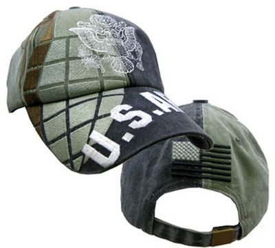 Картинка бейсболки US Army Grenade Washed Black Cap
