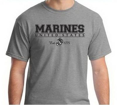 Картинка футболки United States Marines With Logo & Date Tee, цвет серый