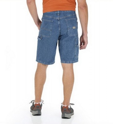Картинка джинсовых шорт Wrangler Denim Carpenter Light Indigo Shorts, вид сзади