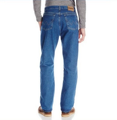 Картинка зимних джинсов на флисовой подкладке Wrangler Rugged Wear Fleece Lined Jeans - Stonewash, вид сзади