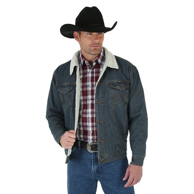 Картинка джинсовой куртки на меховой подкладке Wrangler Sherpa Jacket - Rustic