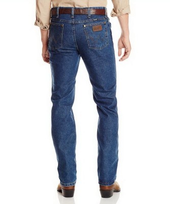 Картинка джинсов Wrangler 36MCVDS Premium Performance Cool Vantage Cowboy Cut Slim Fit Jean - Dark Stone, вид сзади