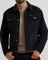 Men's Unlined Corduroy Trucker Black Jacket - (вельветовая) - чёрная