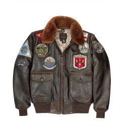 Куртка кожаная Cockpit Top Gun Navy G-1 Jacket
