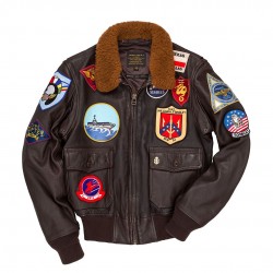 Лётная кожаная куртка Cockpit USA Movie Heroes Top Gun Navy G-1 Jacket