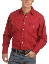Рубашка Wrangler Cowboy Cut Firm Finish Twill Work Western Shirt - Red