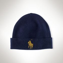 Шапка Polo Ralph Lauren PONY MERINO CUFFED HAT - Navy