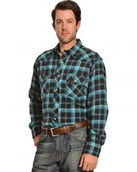 Фланелевая рубашка Wrangler Mens Black & Blue Plaid Flannel Shirt